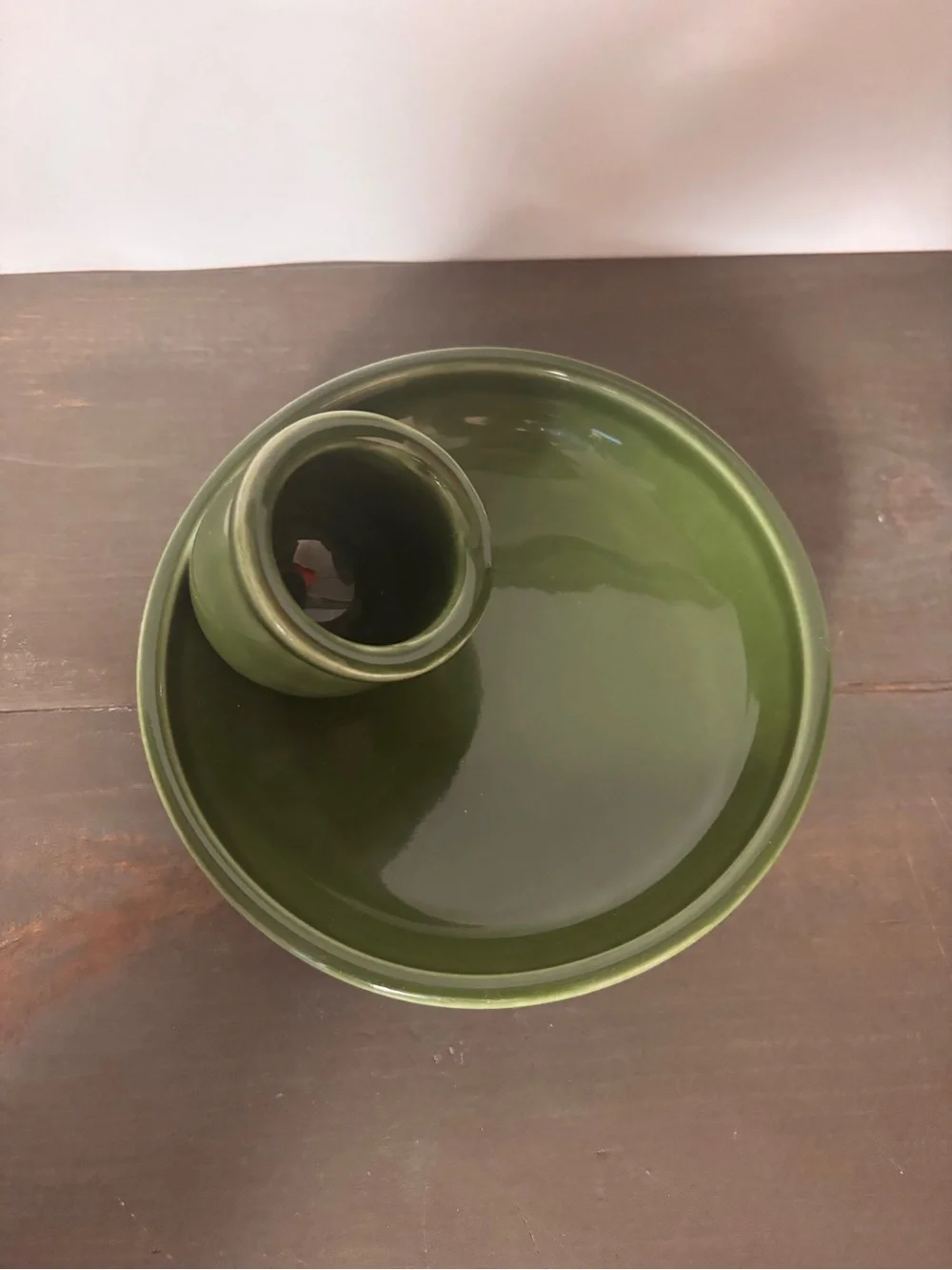 Vintage Williams Sonoma Olive Bowl Portugal Pit Dish Display Stoneware Green